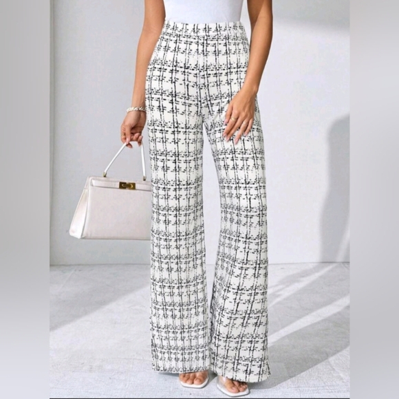 Summer Elegant Women's Plaid Printed Elastic Knitted Pants, Suitable - Picture 6 of 6